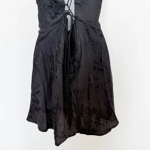 For Love & Lemons Dress Womens Medium Black Gabrielle Mini Slip Whimsygoth Y2K‎ - Picture 13 of 14
